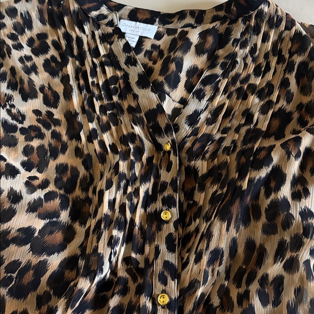 NWOT Sheer Leopard Print Blouse - Picture 3 of 3
